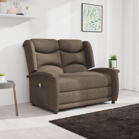 Bild på vidaXL 2-sits massagestol ljusgrå brun tyg
