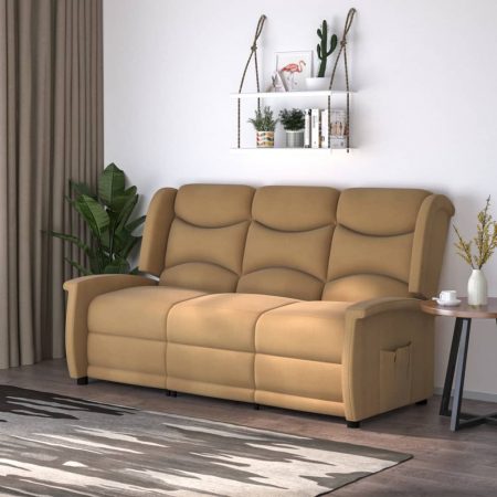 Bild på vidaXL Reclinerfåtölj 3-sits taupe mikrofibertyg