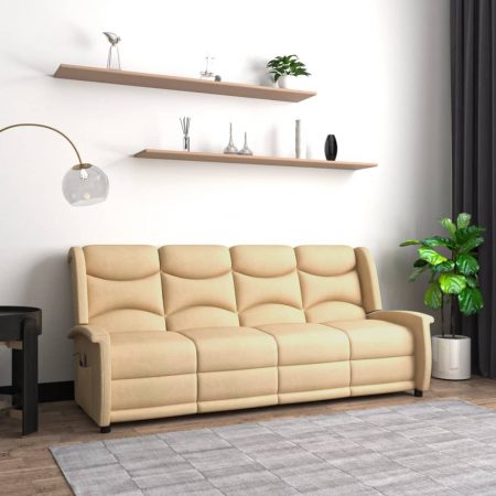 Bild på vidaXL 4-sits massagefåtölj gräddvit mikrofibertyg