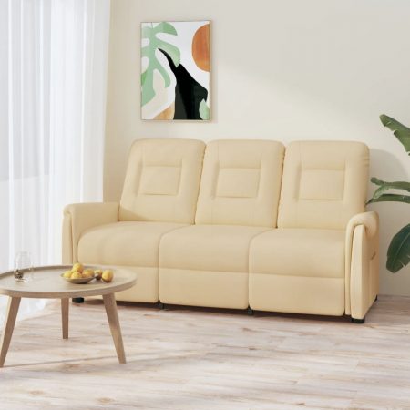 Bild på vidaXL 3-sits reclinerfåtölj gräddvit mikrofibertyg