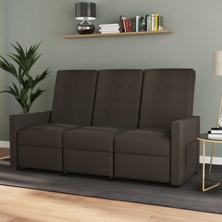 Bild på vidaXL 3-sits reclinerfåtölj brun tyg