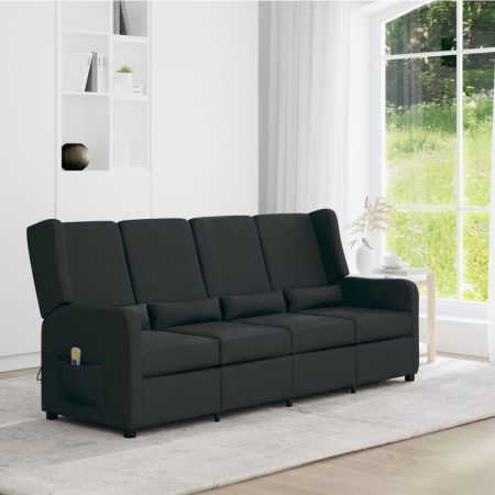 Bild på vidaXL 4-sits massagestol ljusgrå svart tyg