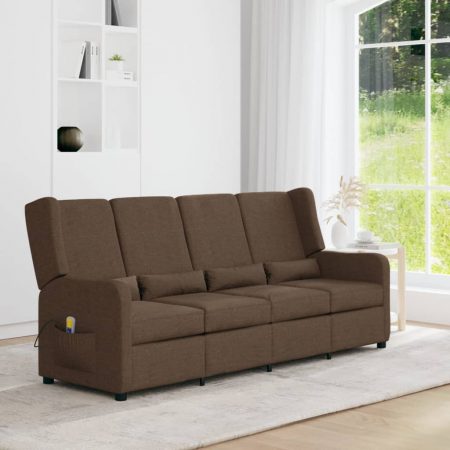 Bild på vidaXL 4-sits massagestol ljusgrå brun tyg
