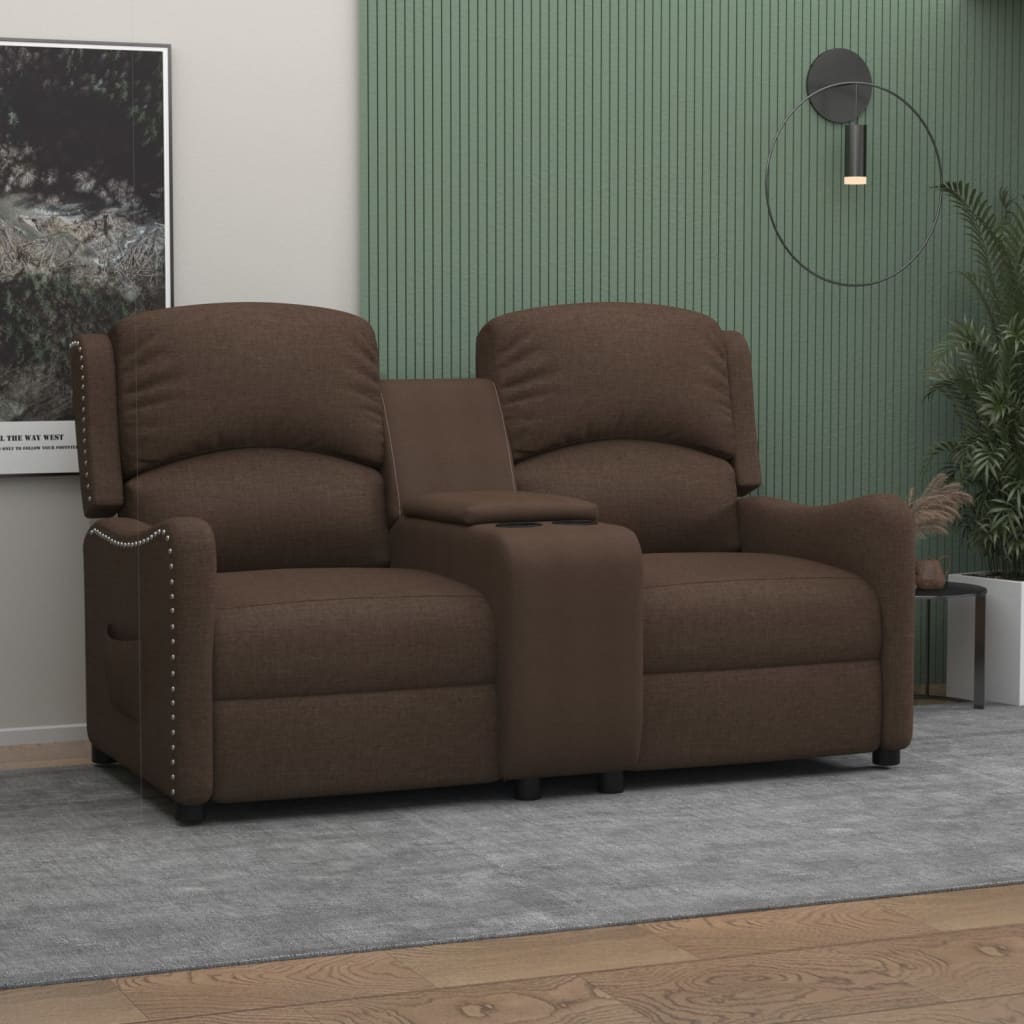 8720286718483_m_en_hd_1 Bild på vidaXL 2-sits reclinerfåtölj med mugghållare brun tyg