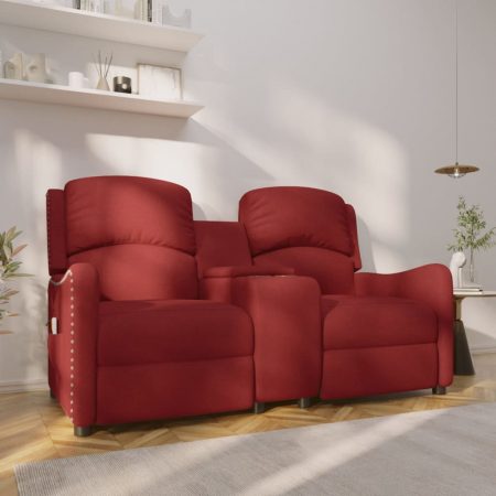 Bild på vidaXL 2-sits Reclinerfåtölj med mugghållare vinröd tyg