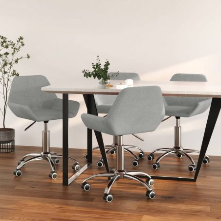 Bild på vidaXL Snurrbara matstolar 4 st ljusgrå tyg