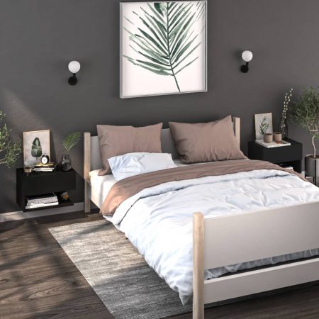 Bild på vidaXL Sängbord väggmonterade 2 st svart konstruerat trä
