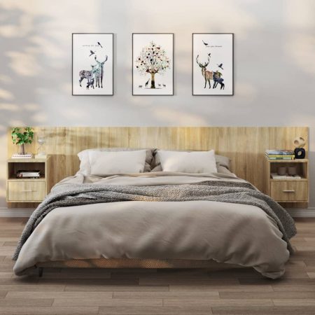 Bild på vidaXL Sängbord väggmonterade 2 st sonoma-ek konstruerat trä