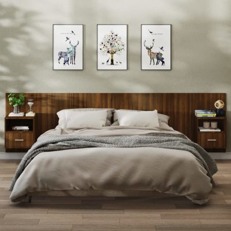 Bild på vidaXL Sängbord väggmonterade 2 st brun ek konstruerat trä