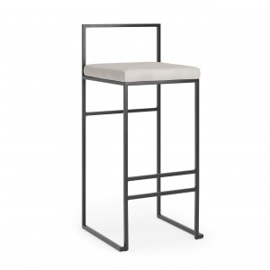 2 st Aston barstol - Gråbeige sammet / svart - Barstolar