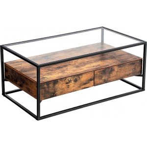 Eddie soffbord 106 x 57 cm - Brun/svart - Glasbord