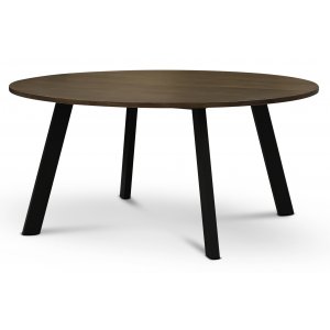 Freddy runt matbord runt i rökfärgad ekfanér / svart metall Ø155 cm - Ovala & Runda bord