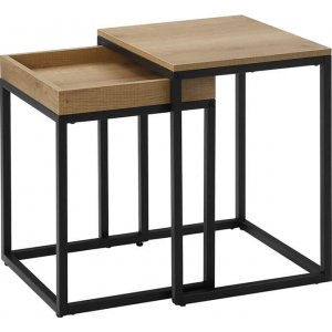 Greg satsbord 40/45 x 38/40 cm - Honungsbrun/svart - Sängbord -Sovrumsmöbler - Sängbord
