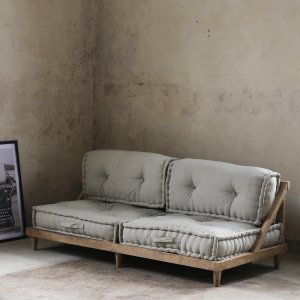 Heriya 2-sits grå soffa i återvunnet material + Matt- och textilrengöring - 2-sits soffor