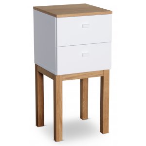 Kivik sängbord med låda i vit / Ek - Sängbord -Sovrumsmöbler - Sängbord