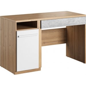 Plano skrivbord - Nash ek/vit/grå - Skrivbord med hyllor | lådor