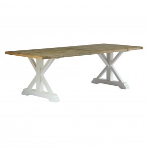 Rufus matbord 240 cm med kryssben - Återvunnen furu - Kryssbensbord