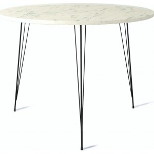 Sandalf matbord 90 cm - Vit marmor - Ovala & Runda bord