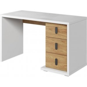 Simi skrivbord - Vit/hickory - Skrivbord med hyllor | lådor