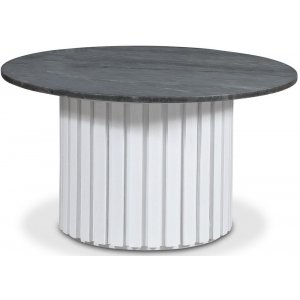 Sumo Soffbord Ø85 - Vitbetsad ek / Grå marmor - Soffbord i marmor