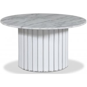 Sumo Soffbord Ø85 - Vitbetsad ek / Ljus marmor - Soffbord i marmor