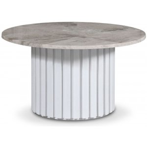 Sumo Soffbord Ø85 - Vitbetsad ek / Silver marmor - Soffbord i marmor