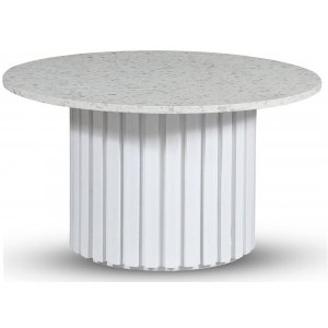 Sumo Soffbord Ø85 - Vitbetsad ek / Terrazzo Bianco - Soffbord i marmor