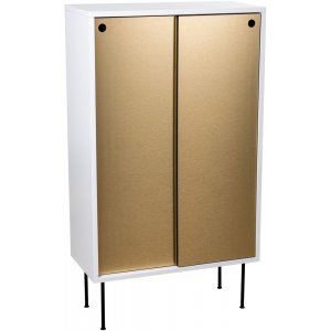 Volume vitt skåp med skjutdörrar i mässing - Svart - Skåp -Skåp - Hyllor & Förvaring